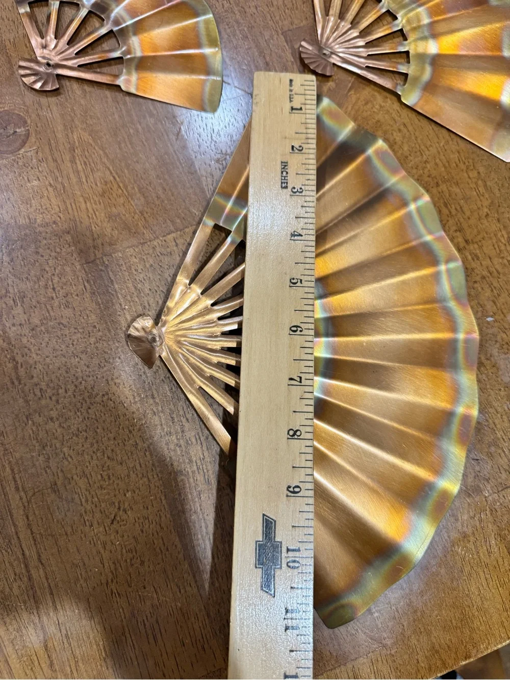 Vintage copper fans wall decor set of 3